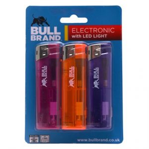 BULL BRAND - 3PK ELECTRONIC LED LIGHTERS