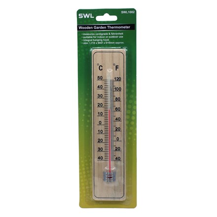 SWL - WOODEN GARDEN THERMOMETER 21.5CM