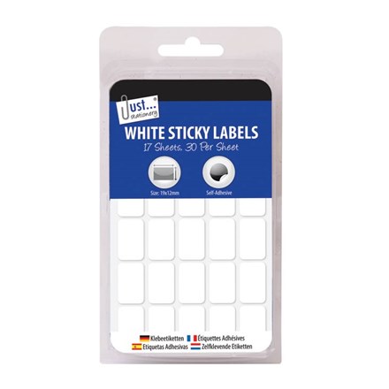 JUST STATIONERY - WHITE STICKY LABELS 19 X 12MM