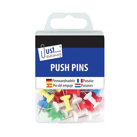 JUST STATIONERY - PUSH PINS ASST COLOUR -