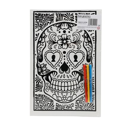 MEDIUM COLOURING BOARD - CANDY SKULL 1