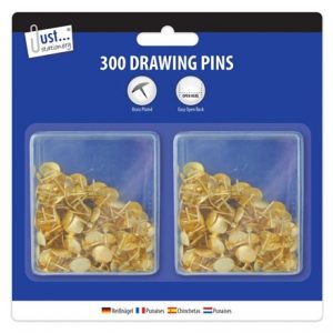 TALLON - 300 GOLD COLOUR DOMED DRAWING PINS