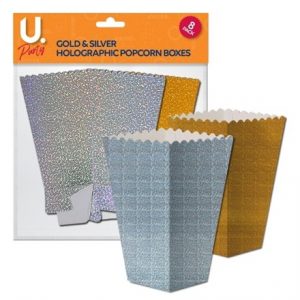 HOLOGRAPHIC POPCORN BOX GOLD & SILVER -