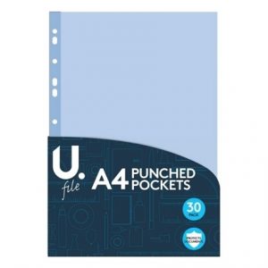 U FILE - A4 PUNCHED POCKETS -