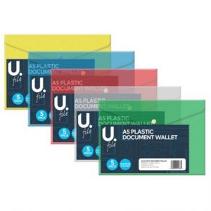 U FILE - A5 PLASTIC DOCUMENT WALLET -