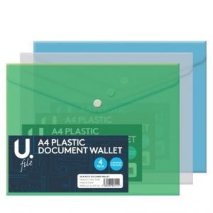 U FILE - A4 PLASTIC DOCUMENT WALLET -