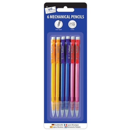 JUST STATIONERY -6 MECHANICAL PENCILS WITH ERASERS