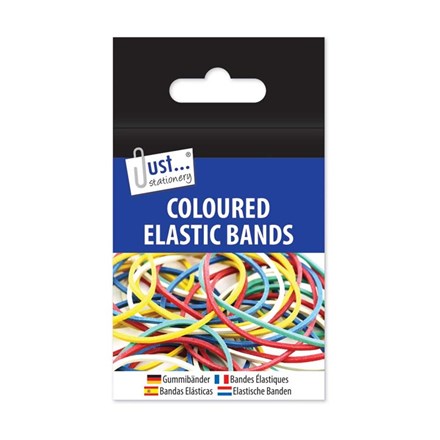 JUST STATIONERY - ELASTIC BANDS 30GM - ASSTD COLOR
