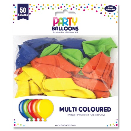 50PK MULTI-COLOUR BALLOONS