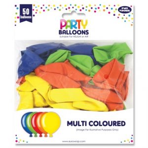 50PK MULTI-COLOUR BALLOONS