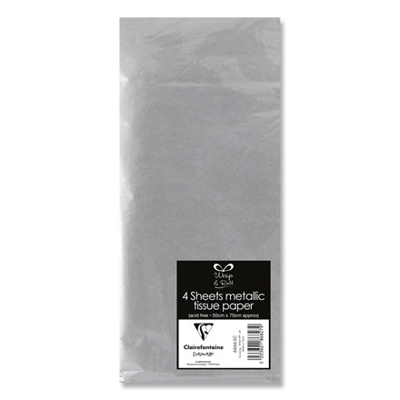 WRAP & ROLL 4 SHEET METALLIC SILVER TISSUE PAPER