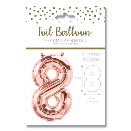 NUMBER 8 ROSE GOLD FOIL BALLOON - 25"/65CM
