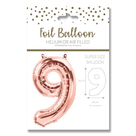 NUMBER 9 ROSE GOLD FOIL BALLOON - 25"/65CM