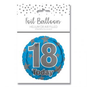 AGE 18 BLUE FOIL BALLOON 18"/45.7CM