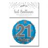 AGE 21 BLUE FOIL BALLOON 18"/45.7CM