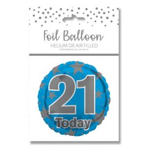 AGE 21 BLUE FOIL BALLOON 18"/45.7CM