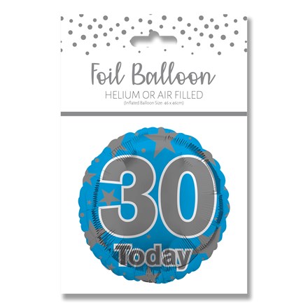 AGE 30 BLUE FOIL BALLOON 18"/45.7CM