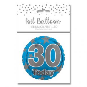 AGE 30 BLUE FOIL BALLOON 18"/45.7CM