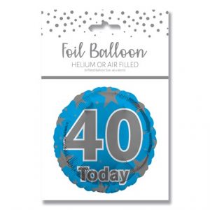 AGE 40 BLUE FOIL BALLOON 18"/45.7CM