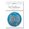 AGE 50 BLUE FOIL BALLOON 18"/45.7CM