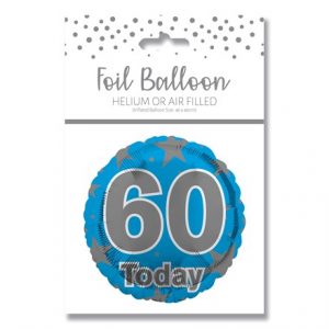 AGE 60 BLUE FOIL BALLOON 18"/45.7CM