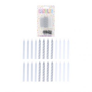 24PCS PARTY CANDLES 6CM - SILVER ASST
