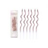 6PC PARTY CANDLES W/ HOLDERS 12CM - ROSE GOLD