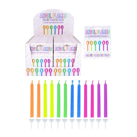 ANGLE FLAMES -  12 COLOUR FLAME CANDLES