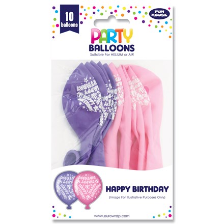 PARTY BALLOONS HAPPY BIRTHDAY PINK -