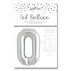 NUMBER 0 SILVER FOIL BALLOON - 25"/65CM