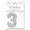 NUMBER 3 SILVER FOIL BALLOON - 25"/65CM