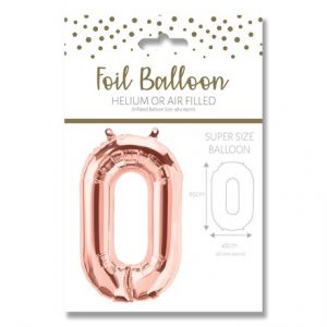NUMBER 0 ROSE GOLD FOIL BALLOON - 25"/65CM