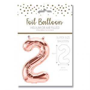 NUMBER 2 ROSE GOLD FOIL BALLOON - 25"/65CM