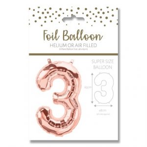 NUMBER 3 ROSE GOLD FOIL BALLOON - 25"/65CM