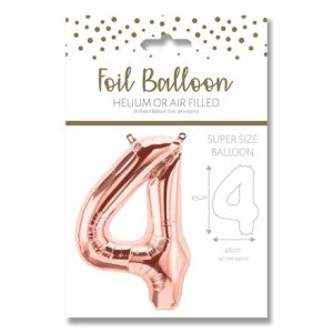 NUMBER 4 ROSE GOLD FOIL BALLOON - 25"/65CM