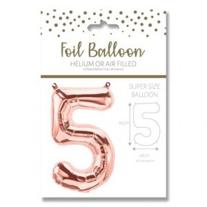 NUMBER 5 ROSE GOLD FOIL BALLOON - 25"/65CM