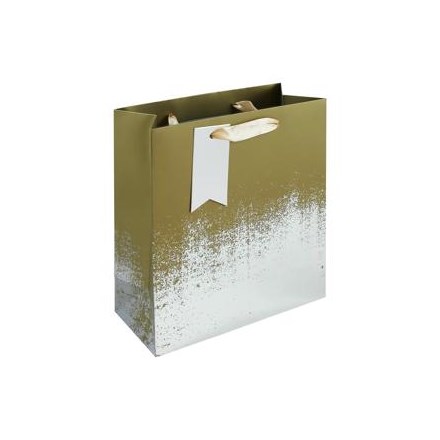 GOLD SILVER DISTRESSED MEDIUM GIFT BAG