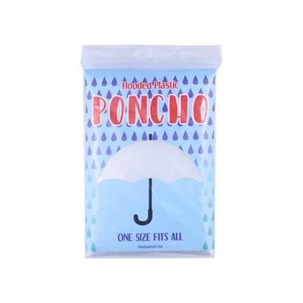 HOODED PLASTIC PONCHO - CLEAR