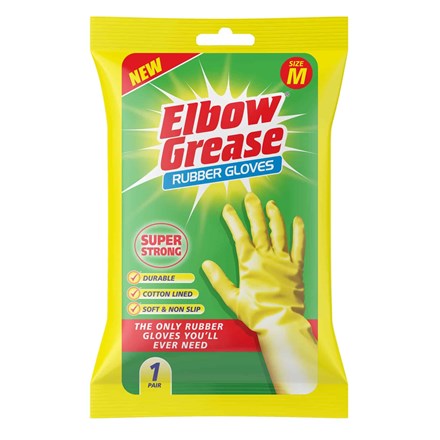 ELBOW GREASE - SUPER STRONG RUBBER GLOVES - MEDIUM