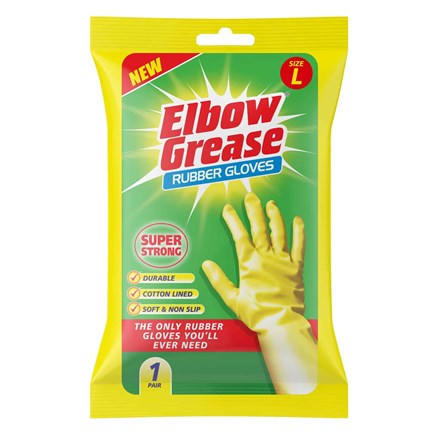 ELBOW GREASE - SUPER STRONG RUBBER GLOVES - LARGE