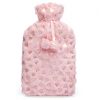 2L HEART FOIL PRINT PLUSH HOT WATER  BOTTLE - PINK