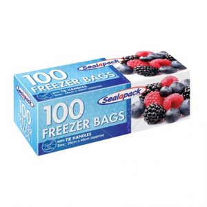 SEAL A PACK - 100 LARGE FREEZER BAGS W TIE HAND