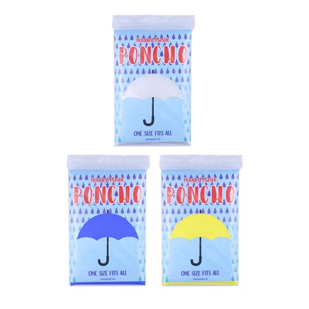 HOODED PLASTIC PONCHO - ASSORTED COLOUR
