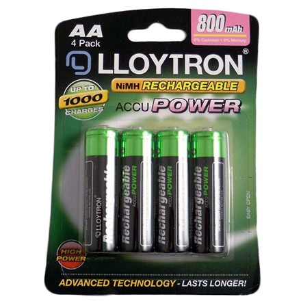 LLOYTRON RECHARGEABLE AA -  800MAH
