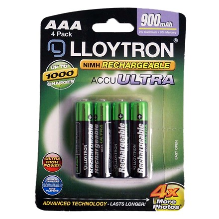 LLOYTRON RECHARGEABLE AAA -  900MAH
