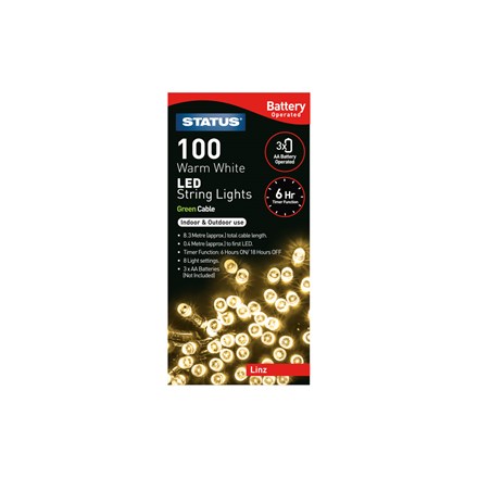 STATUS FAIRY LIGHT BATTERY OPERATED-100 WARM WHITE