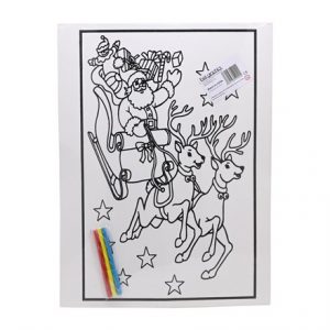 LARGE COLOURING BOARD - SANTA ON SLEIGH