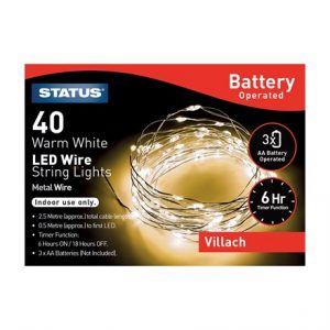 STATUS - 40 WARM WHITE LED WIRE STRING LIGHTS