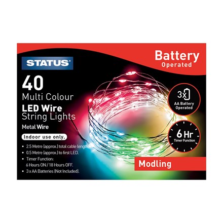 STATUS - 40 MULTI COLOUR LED WIRE STRING LIGHTS