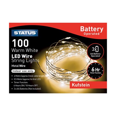 STATUS - 100WARM WHITE LED WIRE STRING LIGHTS